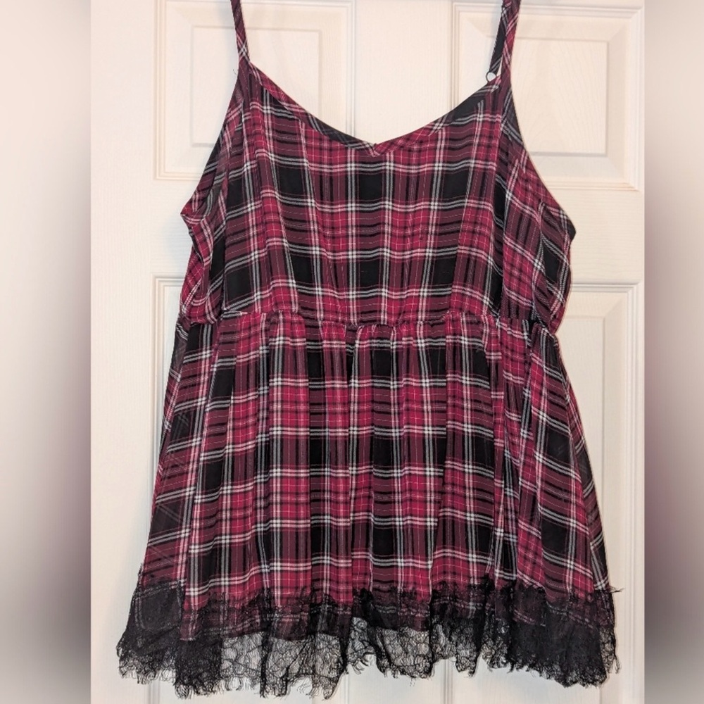 Torrid Plaid Spaghetti Strap Top size 1 NwT